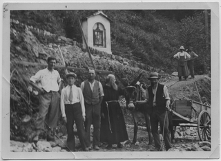 Lavori di costruzione della strada per il Convento di Bigorio