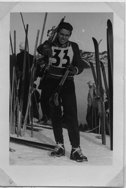 Ettore Sidler alle gare di sci