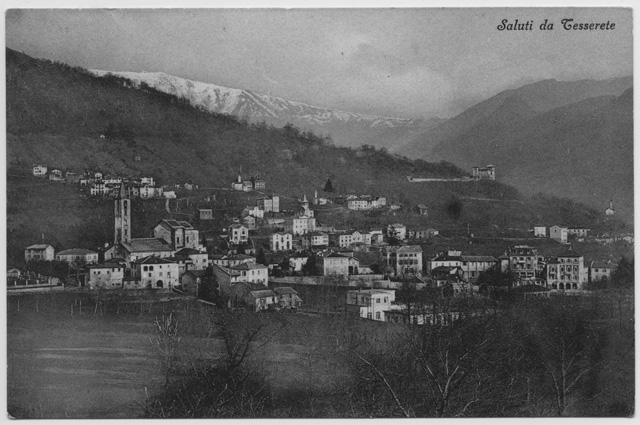 Cartolina di Tesserete con Campestro e Lopagno sullo sfondo