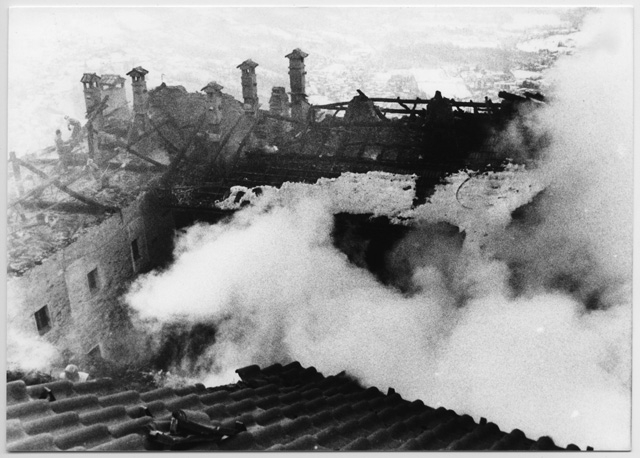 Il Convento di Bigorio colpito dall'incendio