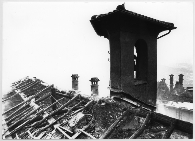 Veduta del tetto del Convento dopo l'incendio