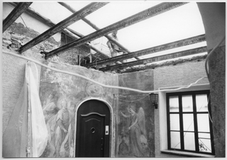 L'entrata del Convento di Bigorio durante i lavori di restauro