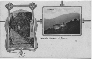 Cartolina del Convento di Bigorio e Via Crucis