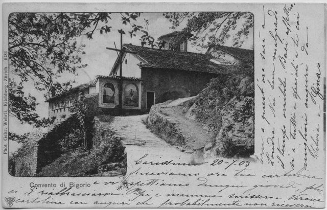 Cartolina del Convento di Bigorio e Via Crucis