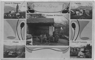 Cartolina della Capriasca con la fontana di Pezzolo