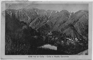 Cartolina della Val Colla con Colla e il Monte Gazzirola