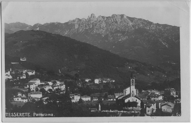 Cartolina di Tesserete con Cagiallo, Almatro e i Denti della Vecchia