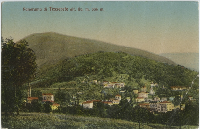 Cartolina dipinta di Tesserete con Campestro e Almatro