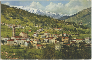 Cartolina dipinta di Tesserete con Campestro e Almatro