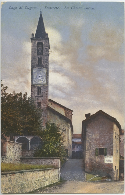 Cartolina dipinta della chiesa S. Stefano di Tesserete