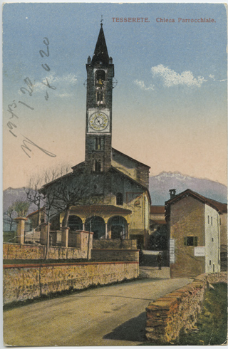 Cartolina dipinta della chiesa S. Stefano di Tesserete