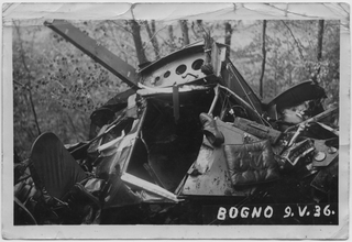 Cartolina dell'incidente aereo di Bogno