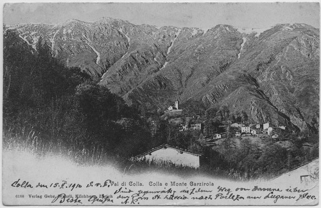 Cartolina della Val Colla con il Monte Gazzirola