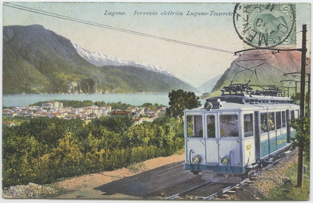 Cartolina illustrata della ferrovia Lugano-Tesserete