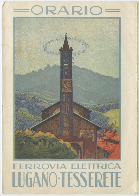 Depliant con gli orari della ferrovia Lugano-Tesserete