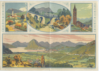 Depliant con gli orari della ferrovia Lugano-Tesserete