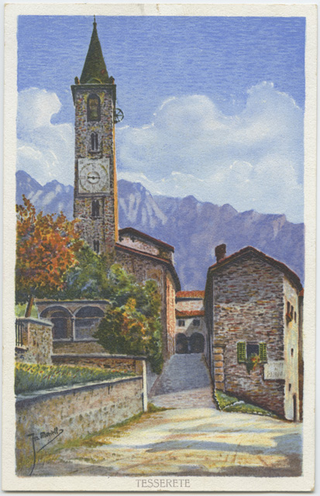 Cartolina della chiesa di Santo Stefano a Tesserete