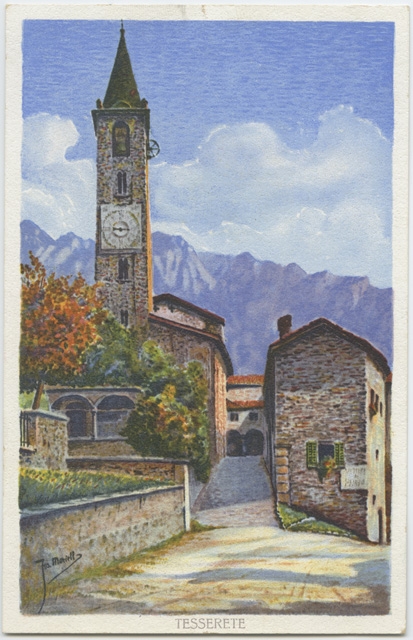 Cartolina della chiesa di Santo Stefano a Tesserete