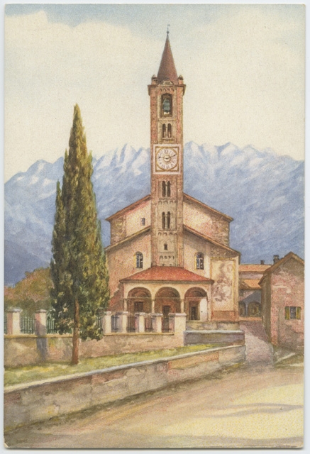 Cartolina della chiesa di Santo Stefano a Tesserete