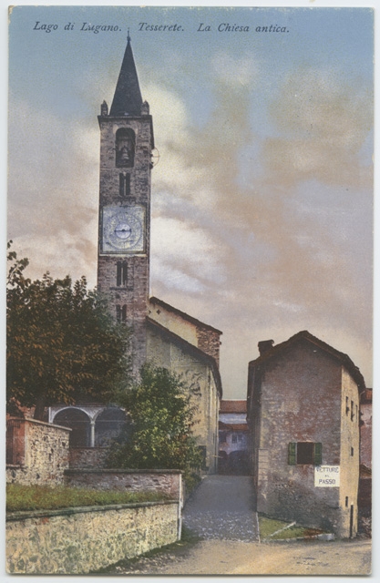 Cartolina della chiesa di Santo Stefano a Tesserete