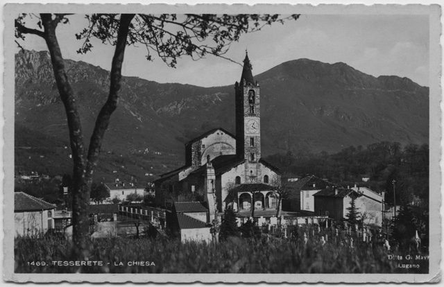 Cartolina della chiesa di Santo Stefano a Tesserete