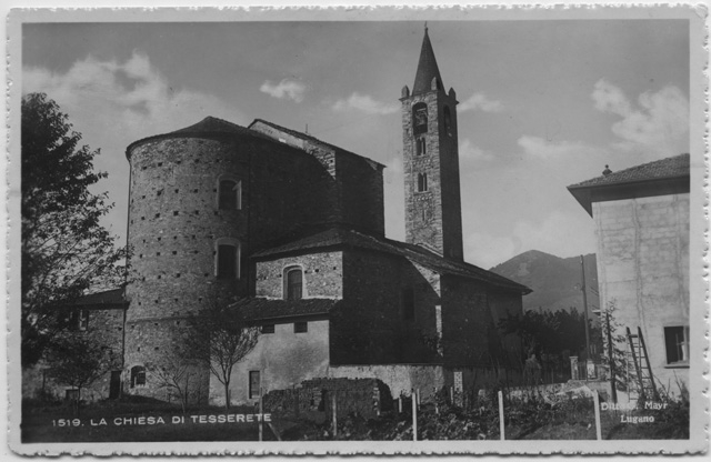 Cartolina della chiesa di Santo Stefano a Tesserete
