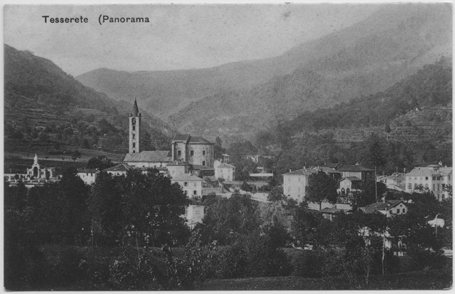 Cartolina di Tesserete con la chiesa di Santo Stefano