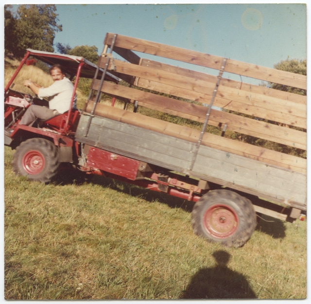 Uomo sul trattore a Bidogno