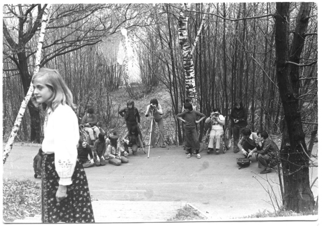 Prisca Bazzurri durante le riprese del cortometraggio "Pro publicitas" a Porza