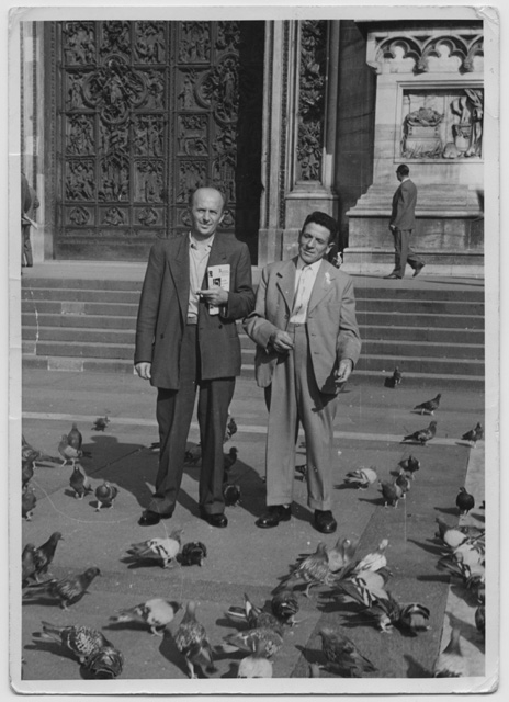 Luigi Mazzoleni (a destra), campanaro della chiesa di Santo Stefano di Tesserete al Duomo di Milano