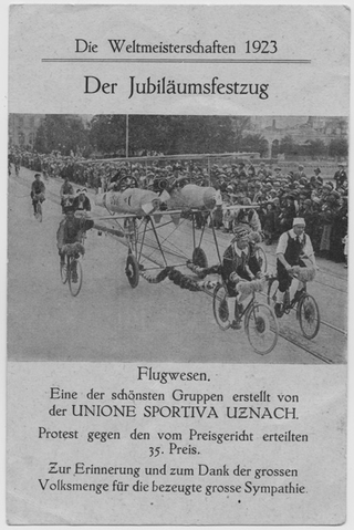 Cartolina della sfilata per i campionati del mondo di ciclismo a Zurigo