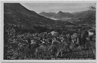 Cartolina di Sonvico con il golfo del Ceresio