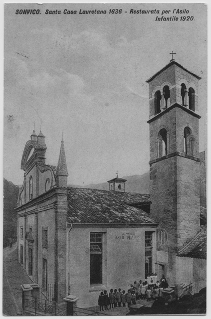 Cartolina di Sonvico con l'asilo infantile