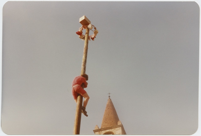 Ascesa al palo della cuccagna a Comano