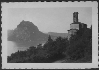 Chiesa di San Giorgio di Castagnola e vista sul lago di Lugano e il Monte San Salvatore