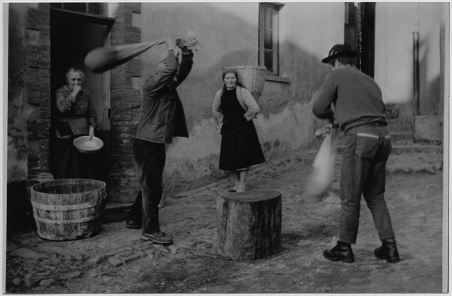 Battitura delle castagne a Sonvico