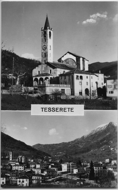 Cartolina di Tesserete con la chiesa S. Stefano