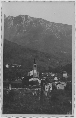 Cartolina di Tesserete con la chiesa di Santo Stefano
