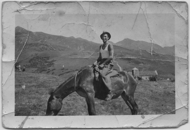 Uomo in sella ad un mulo