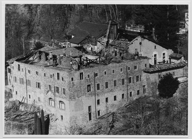 Veduta del Convento di Bigorio dopo l'incendio