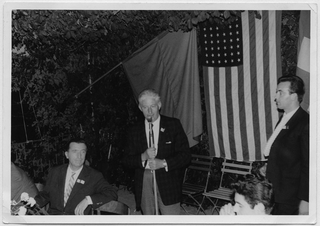 Remo Canonica e Angelo Rossini a una riunione di ticinesi negli Stati Uniti