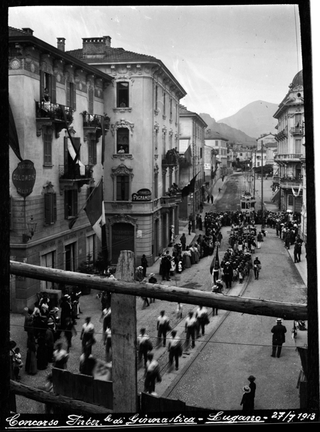 Parata lungo via Pretorio a Lugano in occasione del Concorso Internazionale di ginnastica