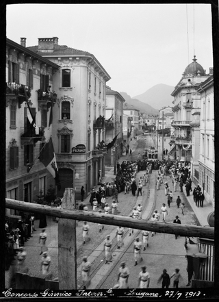 Parata in via Pretorio a Lugano in occasione del Concorso Ginnico Internazionale