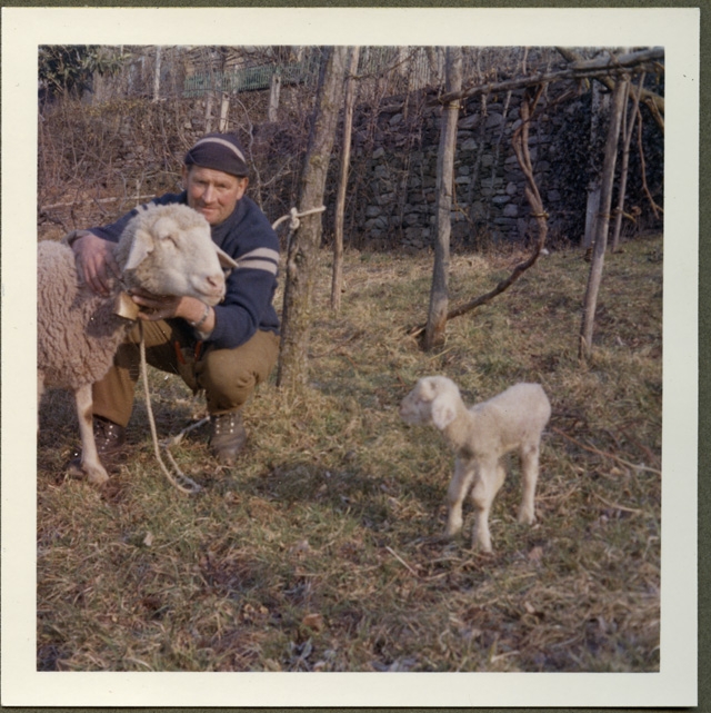 Ritratto di contadino con pecora e agnello