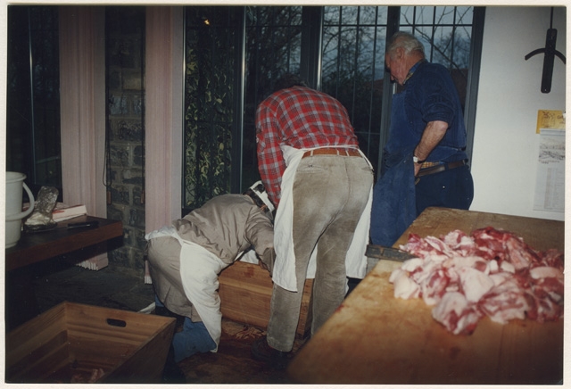 Ugo Fumasoli, Giancarlo Guerra e Donato Quadri durante la mazza casalinga a Vaglio