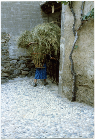 Piera Storni con un cargansc di fieno
