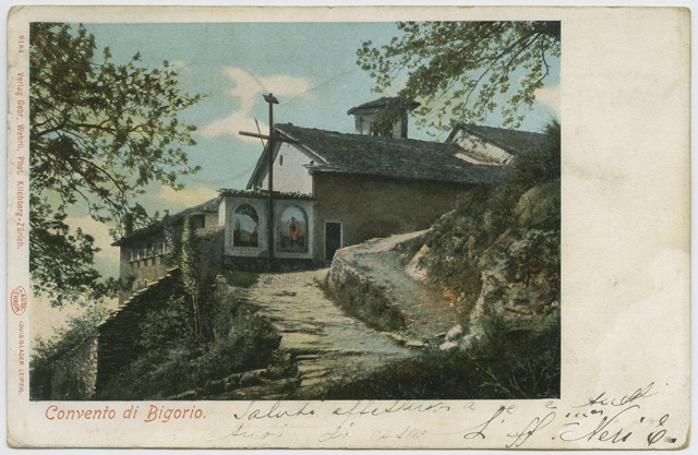 Cartolina dipinta del Convento di Bigorio