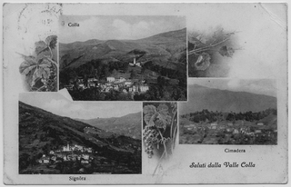 Cartolina della Val Colla con Colla, Signôra e Cimadera