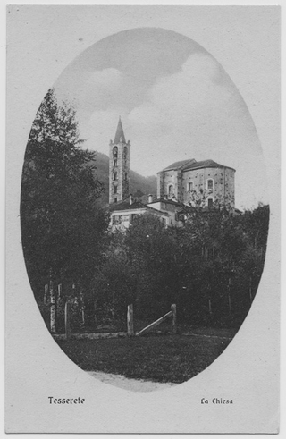 Cartolina di Tesserete con la chiesa di S. Stefano