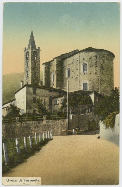 Cartolina dipinta della chiesa di S. Stefano a Tesserete